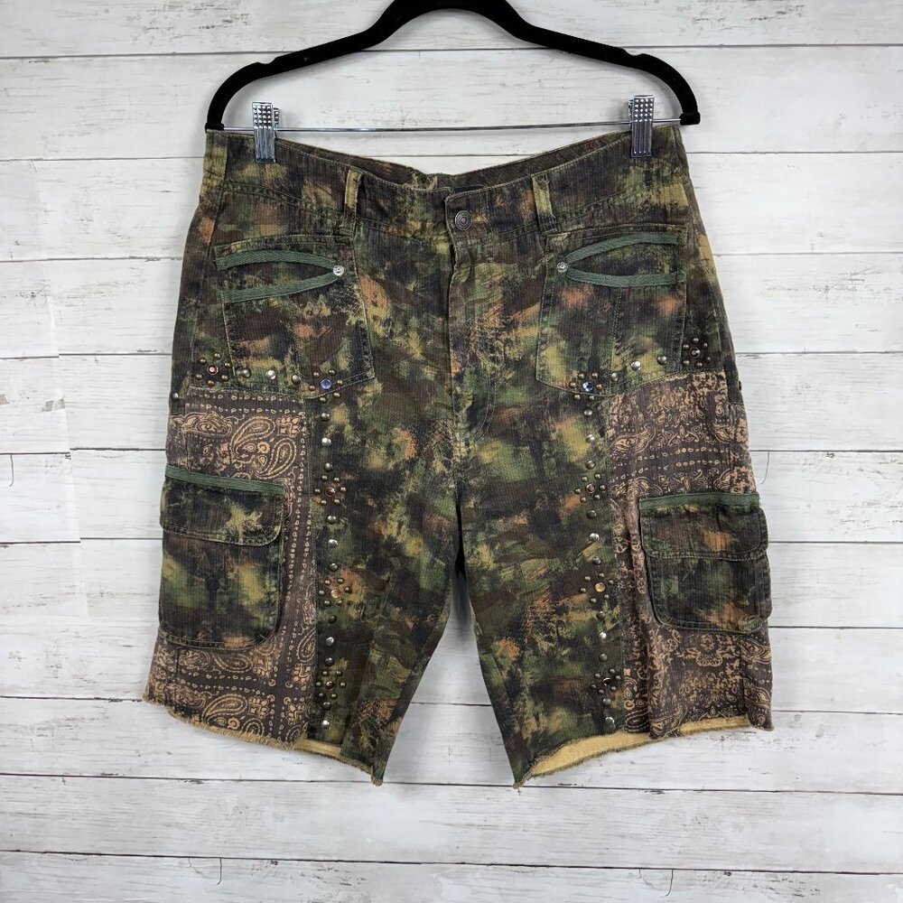 Free People Camo Studded Cargo Shorts